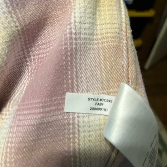 J. Crew Pink and Yellow Plaid Button Down Oversized cotton flannel shirt - Picture 7 of 8